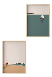 Wallity Huhu486 Pintura Decorativa Multicolor en MDF con Marco (2 Piezas) 20 x 30 cm